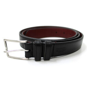 Vintage Coach Men’s Belt 42 106cm Black Leather Solid Brass Buckle Turkey 5954